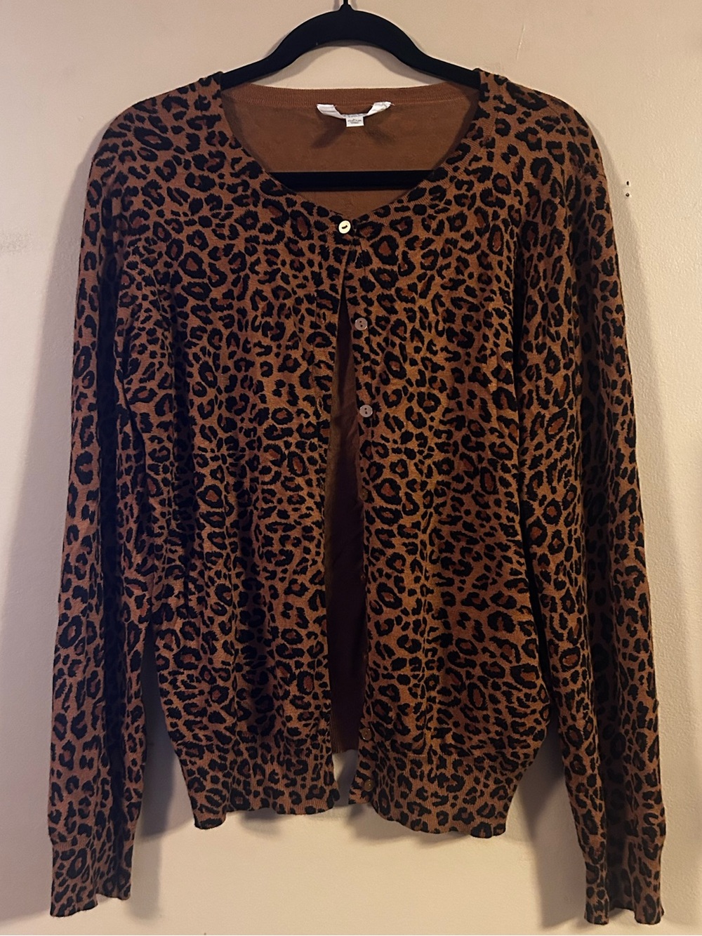 Time and Tru Leopard Print Cardigan Women’s Large 12–14 Button Front